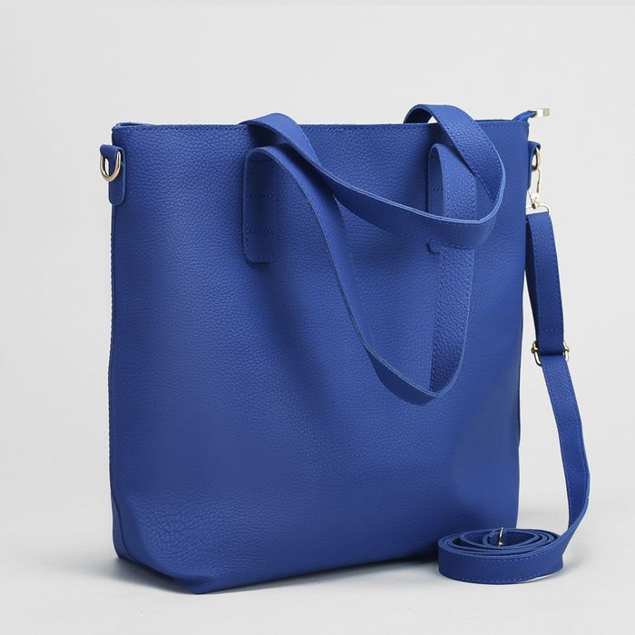 Сумка женская, 1 отдел с перегородкой, наружный карман, длинный ремень, цвет синий