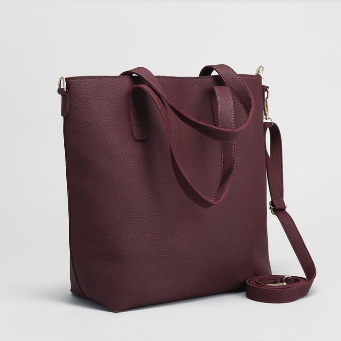 Сумка женская, 1 отдел с перегородкой, наружный карман, длинный ремень, цвет бордовый