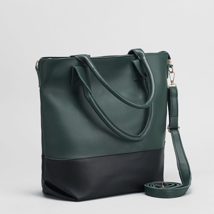 Сумка женская, 1 отдел с перегородкой, наружный карман, длинный ремень, цвет зелёный