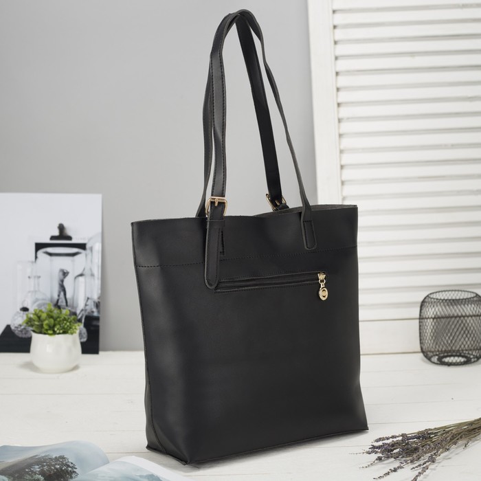 Сумка женская, 1 отдел с перегородкой, наружный карман, цвет чёрный