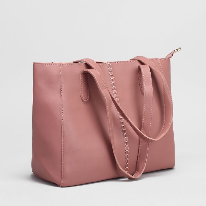 Сумка женская на молнии, 1 отдел с перегородкой, наружный карман, цвет пудра