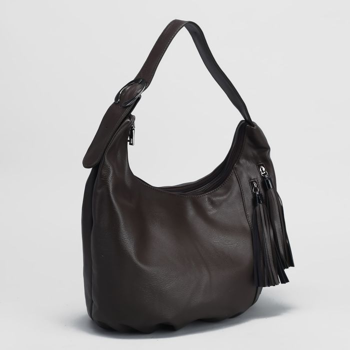 Сумка женская на молнии, 2 отдела, 3 наружных кармана, цвет коричневый