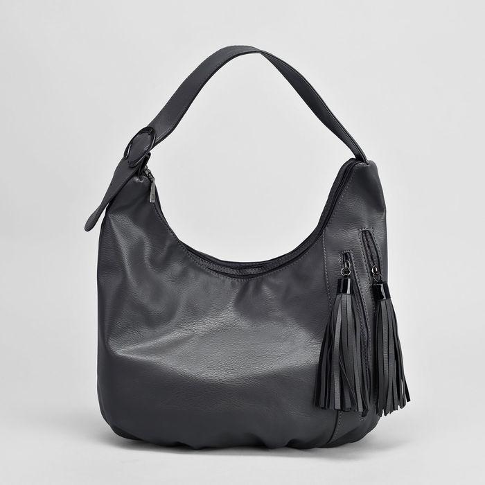 Сумка женская на молнии, 2 отдела, 3 наружных кармана, цвет серый