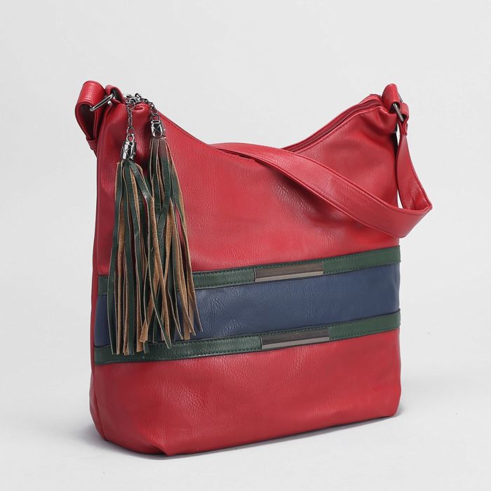 Сумка женская на молнии, 2 отдела, наружный карман, цвет красный