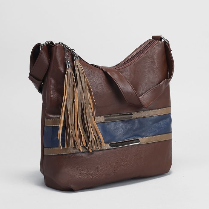 Сумка женская на молнии, 2 отдела, наружный карман, цвет коричневый