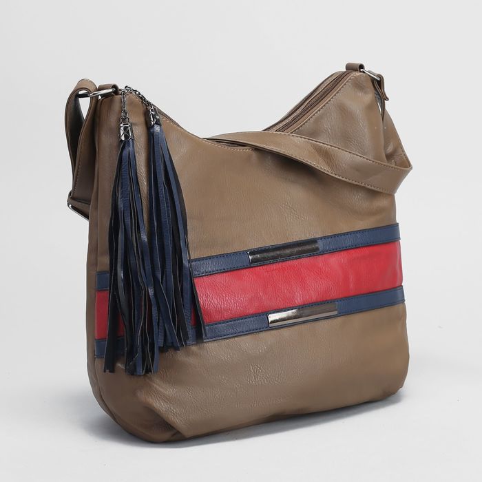 Сумка женская на молнии, 2 отдела, наружный карман, цвет светло-коричневый