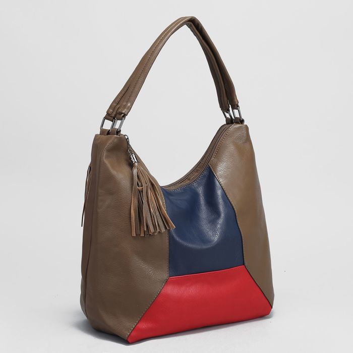 Сумка женская, 2 отдела на молниях, наружный карман, цвет хаки