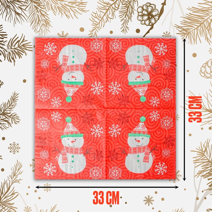 фото Салфетки «снеговик», набор 20 шт. страна карнавалия