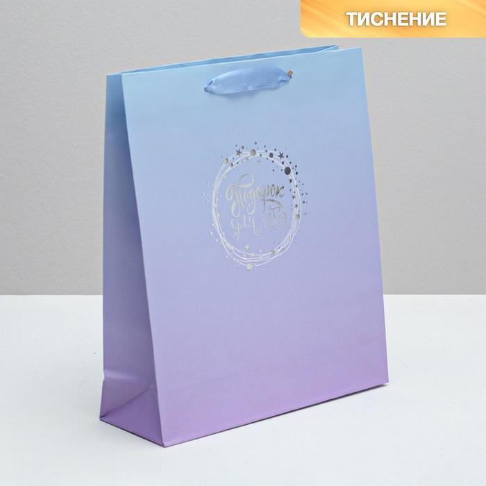 Пакет ламинированный вертикальный с тиснением «Подарок для тебя», ML 23 × 27 × 8 см