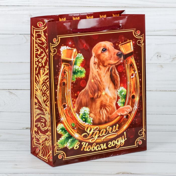 Пакет ламинированный вертикальный «Подкова на удачу», 31 × 40 × 9 см