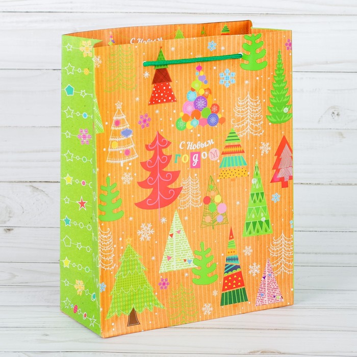 Пакет ламинированный вертикальный «Чудесные ёлочки», 11 × 14 × 5 см