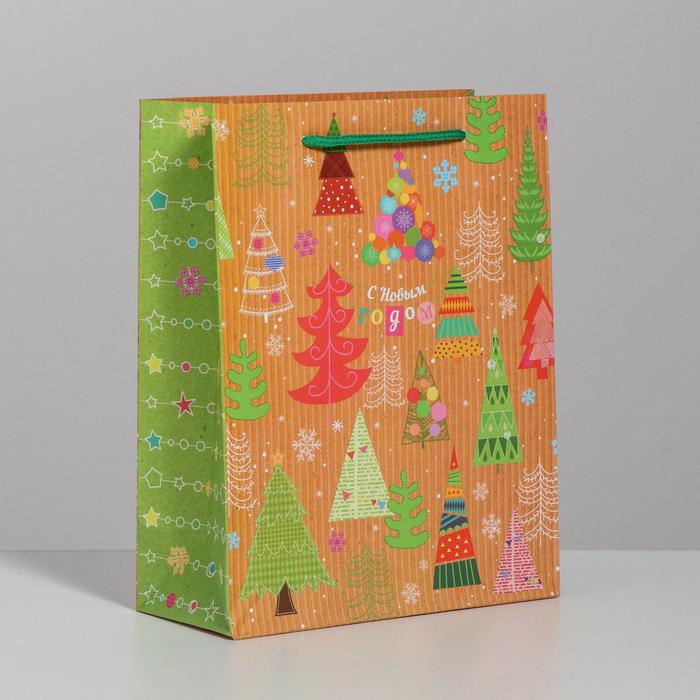 Пакет ламинированный вертикальный «Чудесные ёлочки», 18 × 23 × 8 см