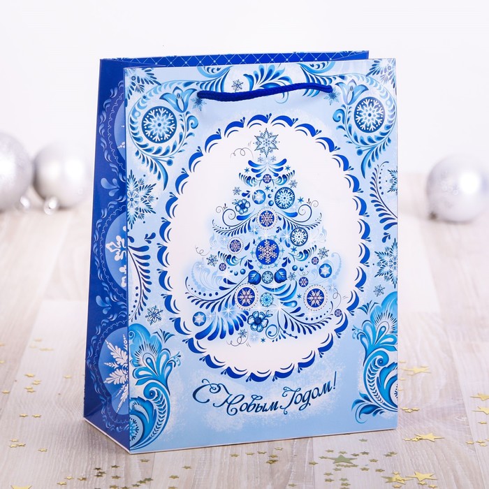 Пакет ламинированный вертикальный «В стиле гжель», 11 × 14 × 5 см