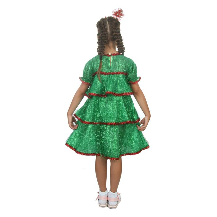 Карнавальный костюм "Ёлочка искристая", атлас, кокошник, платье ярусами, р-р 28, рост 98-104 см