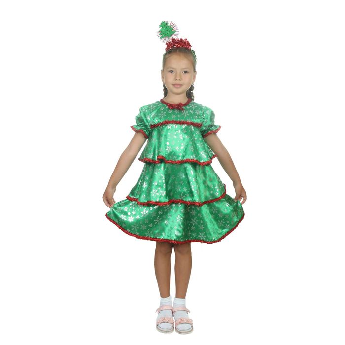 Карнавальный костюм «Ёлочка со снежинками», атлас, р. 28, рост 98-104 см костюм карнавальный ёлочка малышка цв зеленый размер 104 см