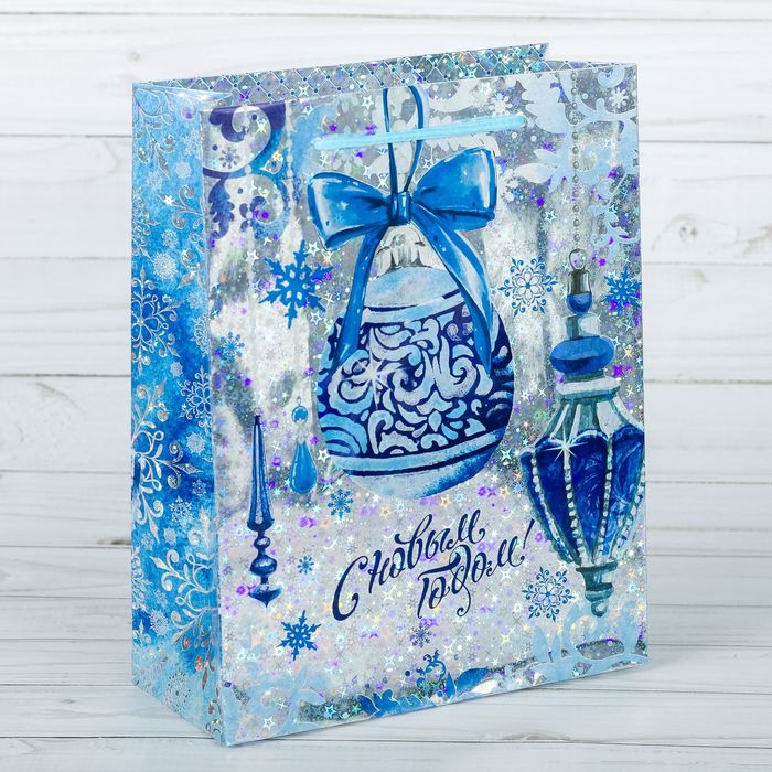 Пакет подарочный голография вертикальный «Волшебства в Новом Году!», 18 x 23 × 8 см