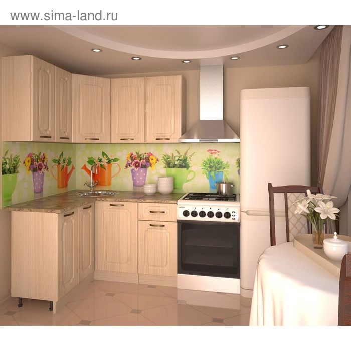 Кухонный гарнитур, грецкий орех 14, 1200 × 1400 мм, левый кухонный гарнитур полина прайм 1200 х 1400 мм
