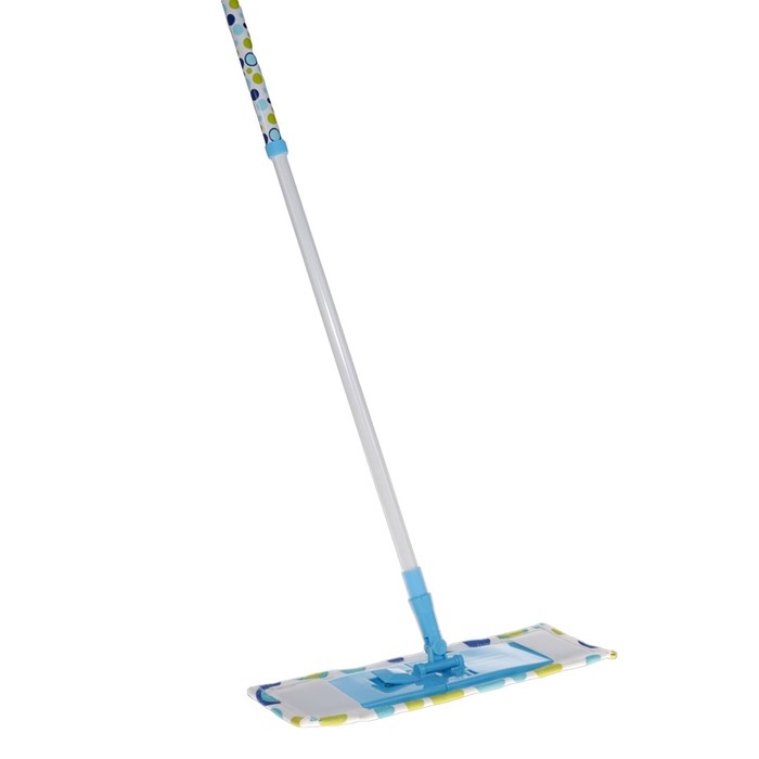Швабра плоская, телескопическая ручка 75-120 см, насадка из микрофибры "Баблс"