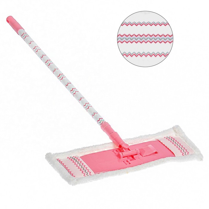 Швабра плоская, телескопическая ручка 75-120 см, насадка из микрофибры &quot;Шеврон&quot;