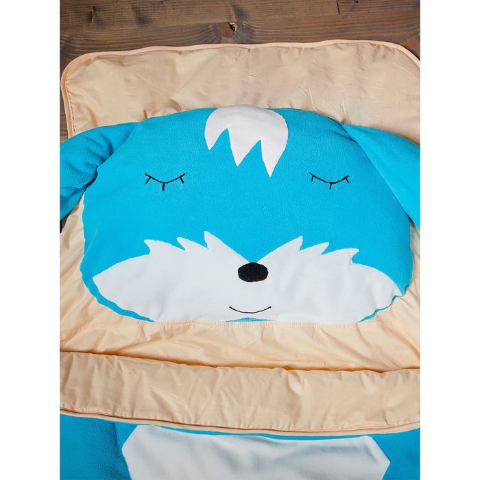 Спальный мешок "Зайка" на молнии, цвет голубой, размер 60х120 см (S), флис/синтепух/хлопок