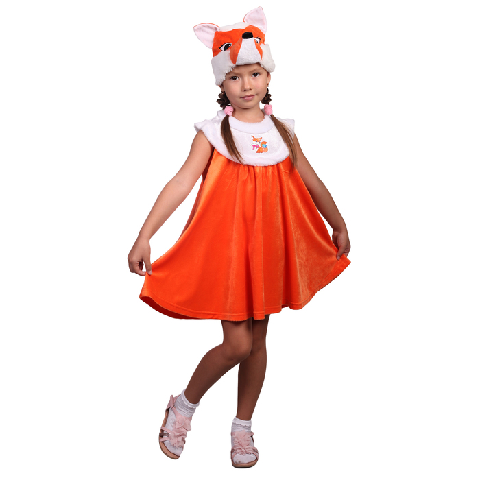 Костюм "Лисонька" шапка, сарафан, размер 32 рост122- 128