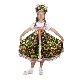 Русский народный костюм 'Хохлома', платье, кокошник, цвет чёрный, р-р 32, рост 122-128 см Ош