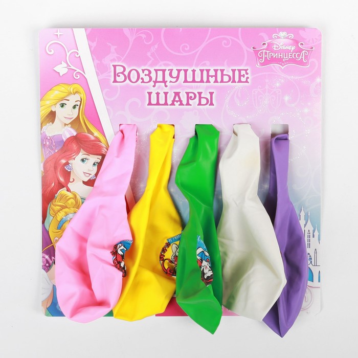 Шар воздушный "С праздником" Принцессы: Русалочка и Белоснежка (набор 5 шт) 12 дюйм, МИКС