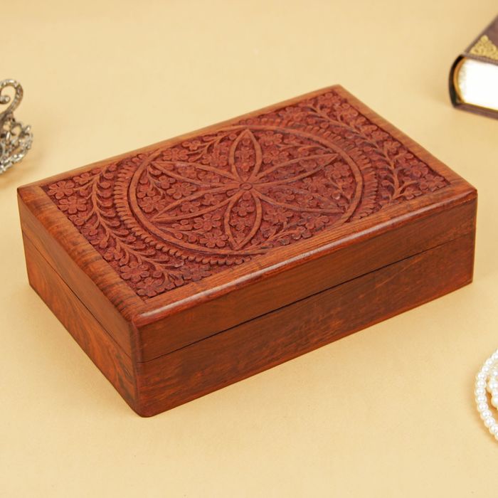 Шкатулка дерево резная "Цветок" 7х15х23 см