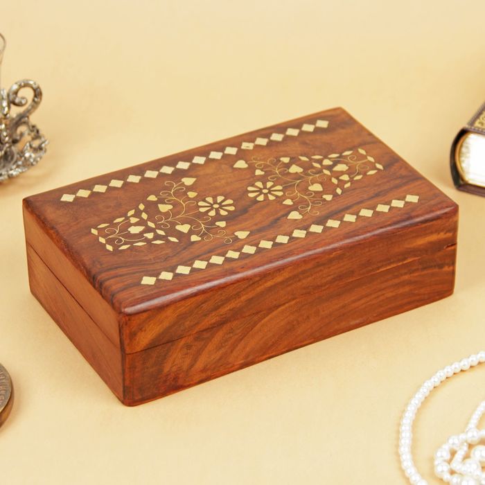 Шкатулка дерево "Цветы в горшочках" 20,5х12,5х6 см