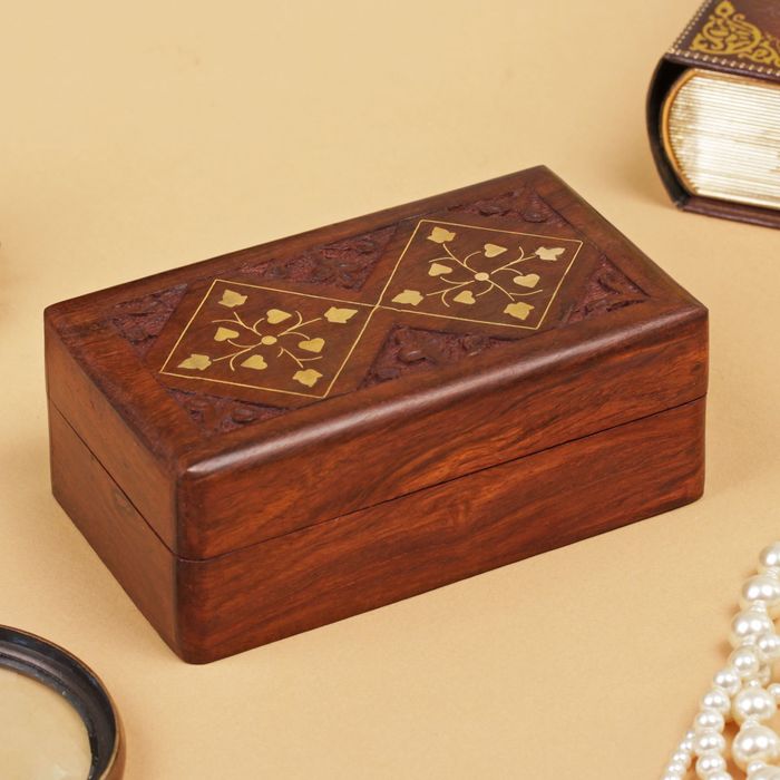 Шкатулка дерево резная "Ромбы" 12,7х7,5х5 см