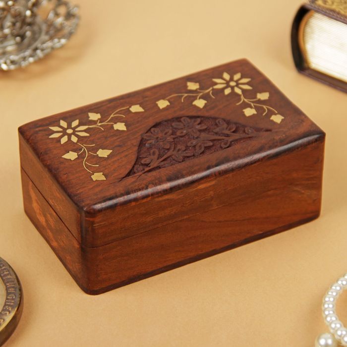 Шкатулка дерево резная "Горка" 12,7х7,5х5 см