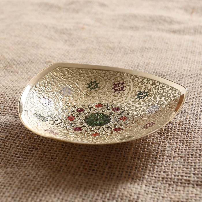 Блюдо латунь цветная эмаль "Роззи" 2,5х11х10,5 см