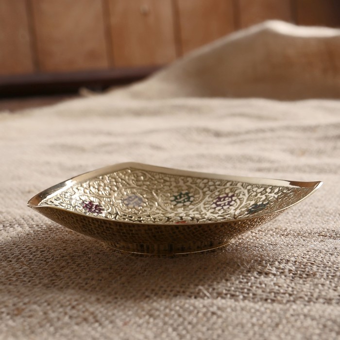 Блюдо латунь цветная эмаль "Роззи" 2,5х11х10,5 см