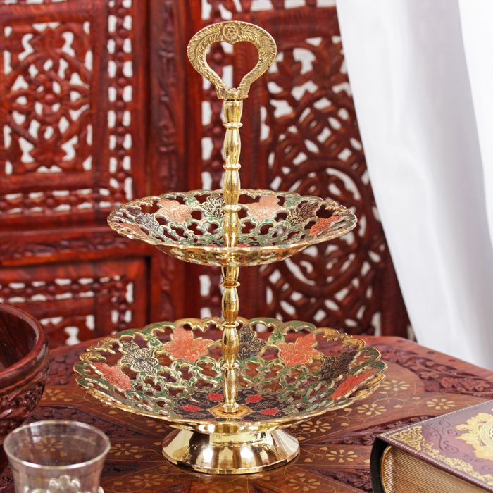 Фруктовница латунь цветная эмаль "Виктория" 23х18х18 см