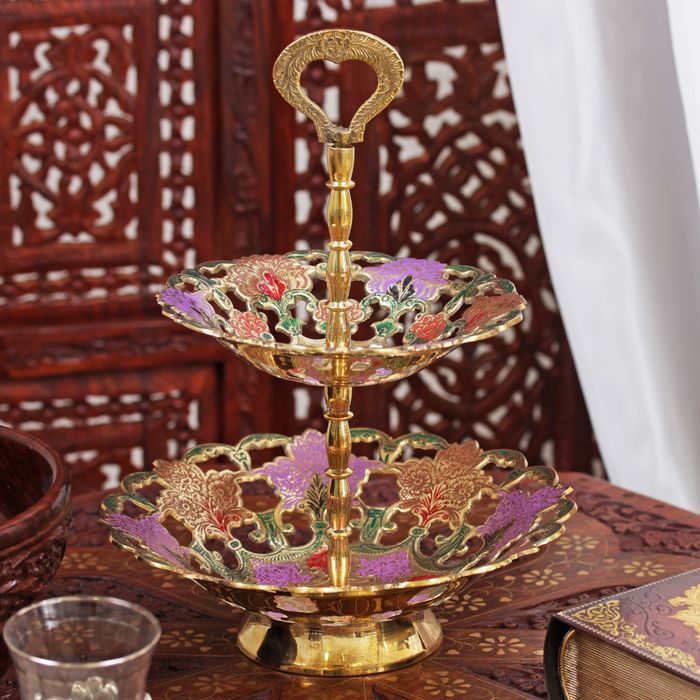 Фруктовница латунь цветная эмаль "Эвридика" 25х19,5х19,5 см