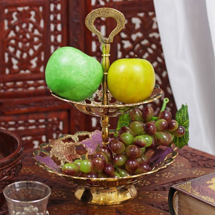 Фруктовница латунь цветная эмаль "Эвридика" 25х19,5х19,5 см