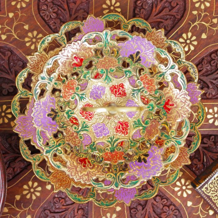 Фруктовница латунь цветная эмаль "Эвридика" 25х19,5х19,5 см