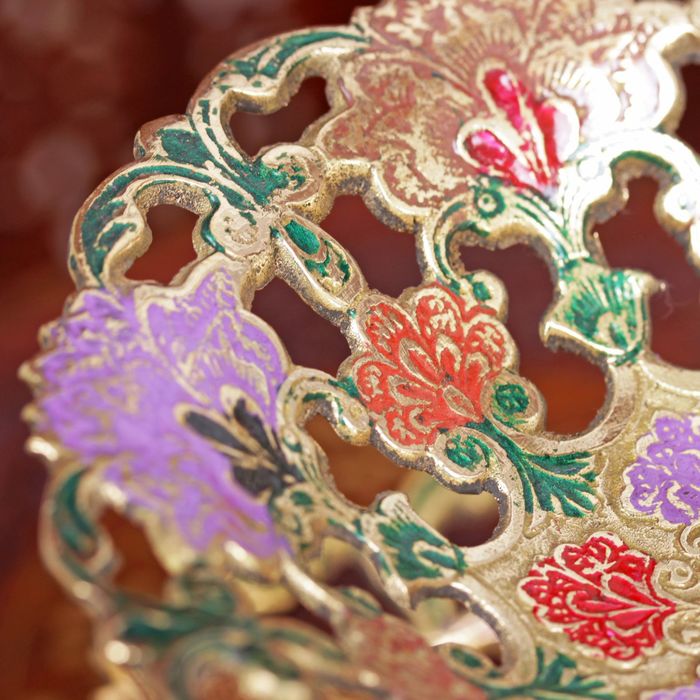 Фруктовница латунь цветная эмаль "Эвридика" 25х19,5х19,5 см