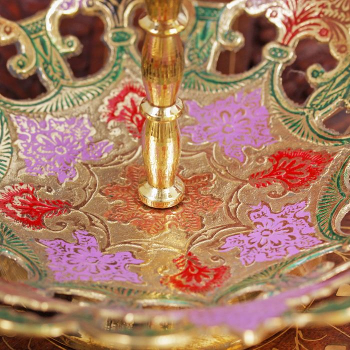 Фруктовница латунь цветная эмаль "Эвридика" 25х19,5х19,5 см