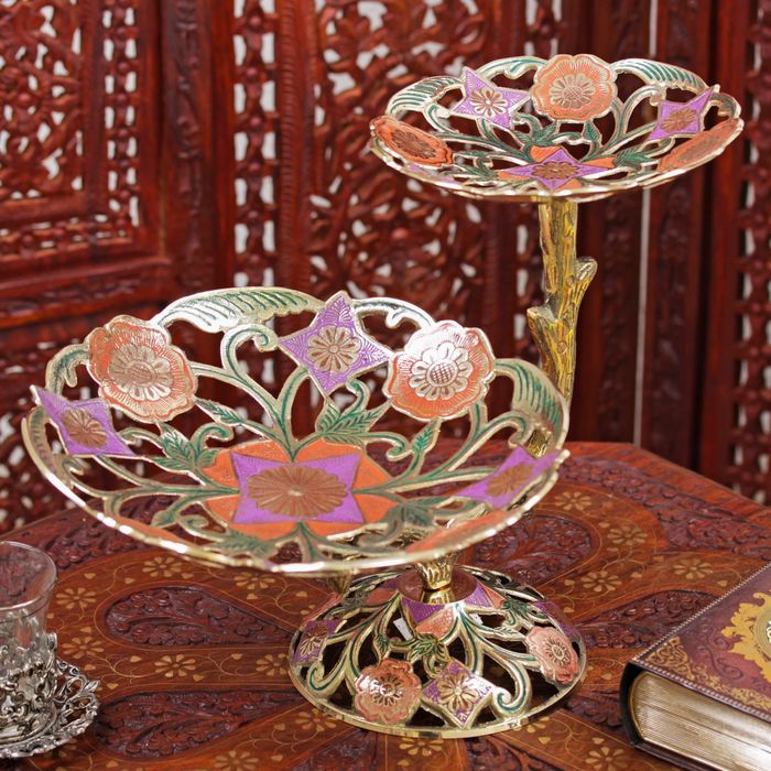 Фруктовница латунь цветная эмаль "Лаура" 27х24х35 см