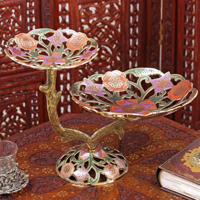 Фруктовница латунь цветная эмаль "Лаура" 27х24х35 см