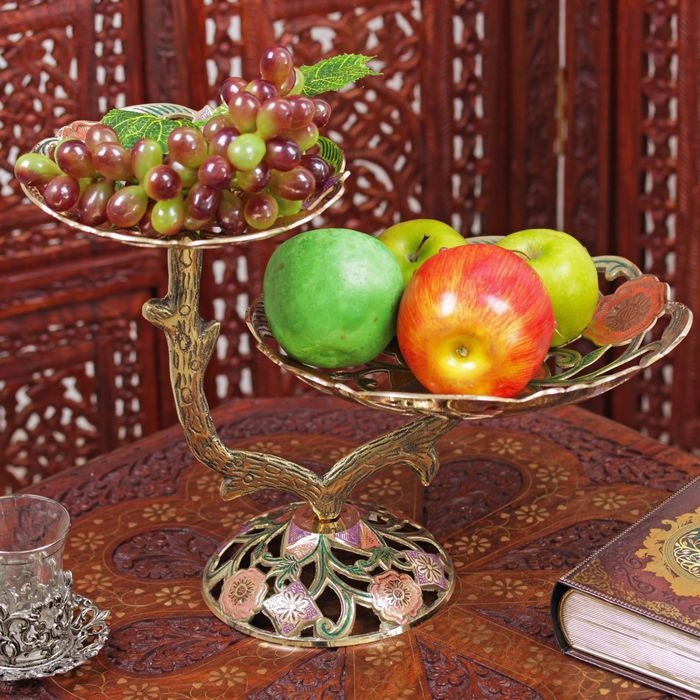 Фруктовница латунь цветная эмаль "Лаура" 27х24х35 см