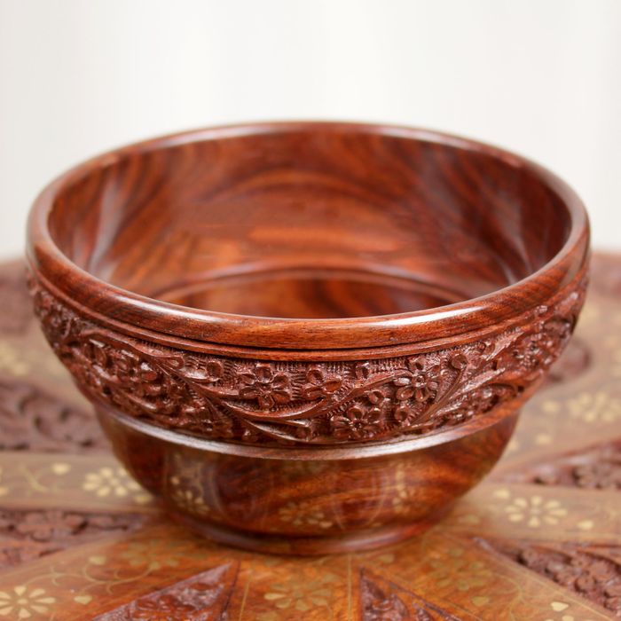 Чаша дерево "Цветы" 9,5х17,5х17,5 см