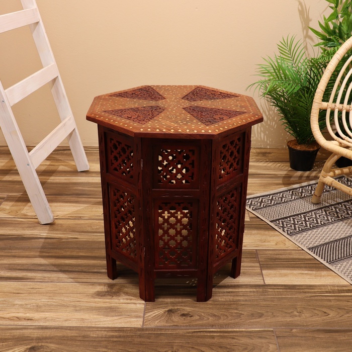 Стол дерево резной "Цветок" 53х53х48 см