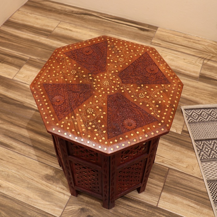 Стол дерево резной "Цветок" 53х53х48 см