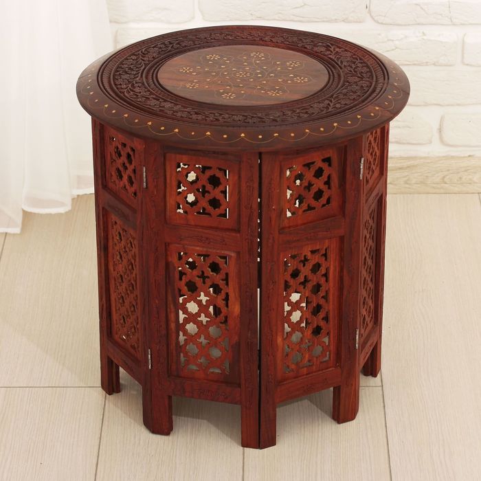 Стол дерево резной "Тайна" 46х46х46 см
