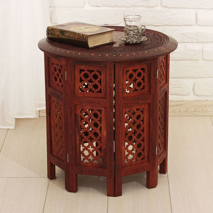 Стол дерево резной "Тайна" 46х46х46 см