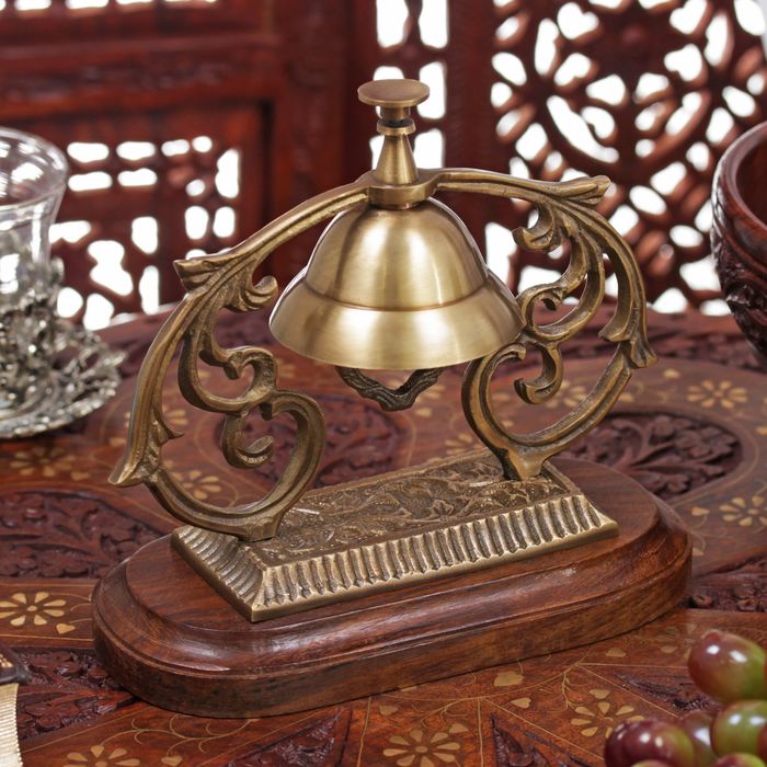 Звонок латунь на подставке настольный " Ретро" 15,5х8,5х17,5 см