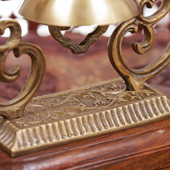 Звонок латунь на подставке настольный " Ретро" 15,5х8,5х17,5 см