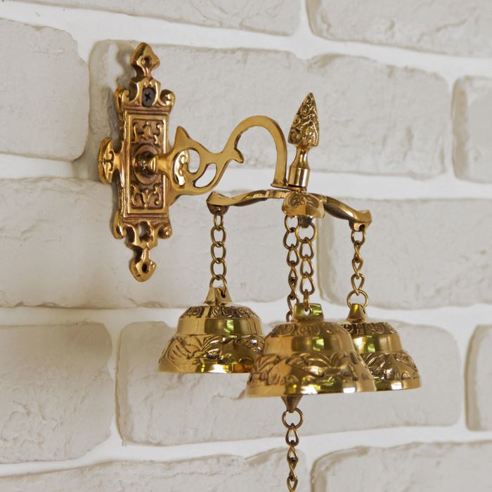Рында латунь с цепочкой "Дракон" (3 колокола) 16х14,5х13 см